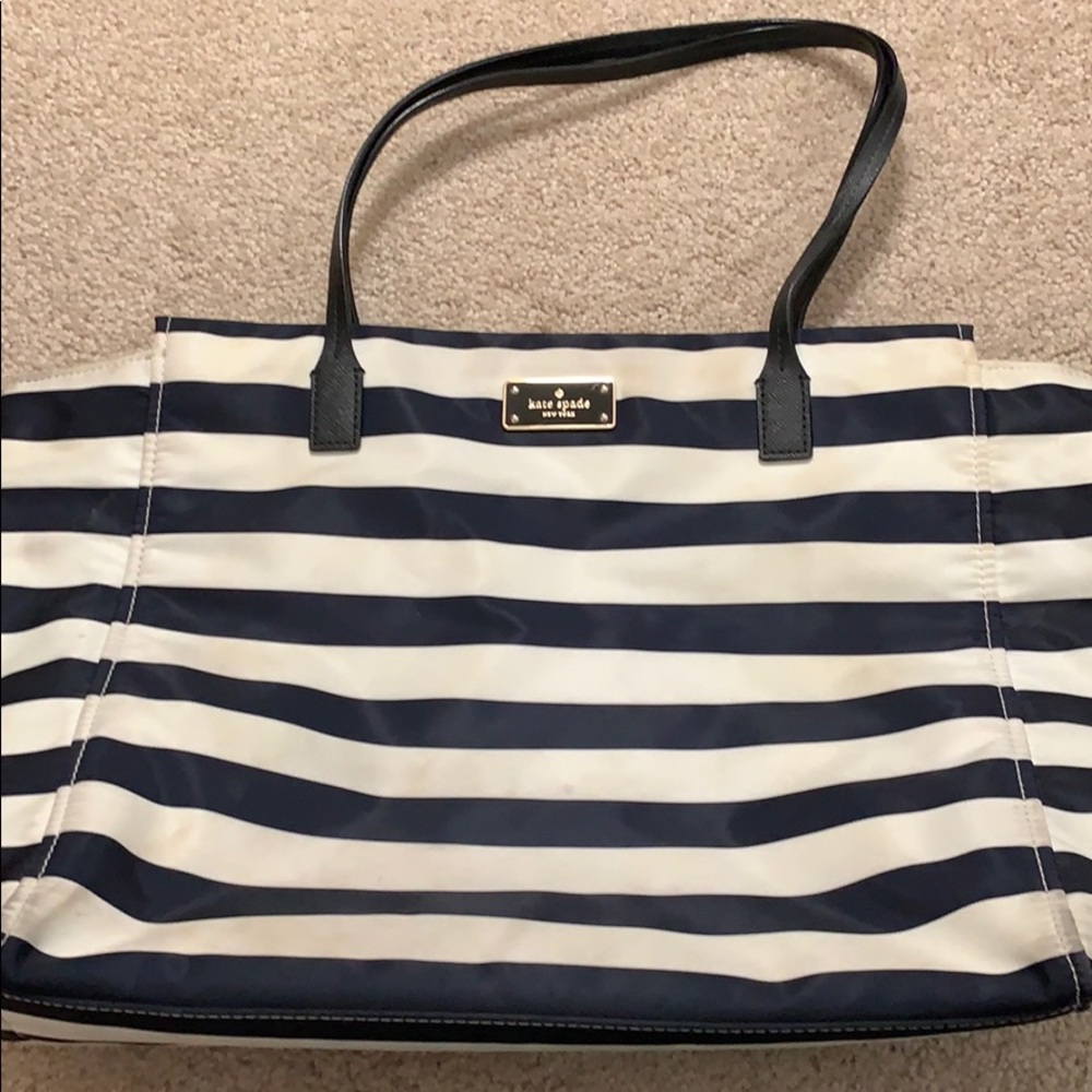 Pre-loved Kate Spade navy & white striped purse